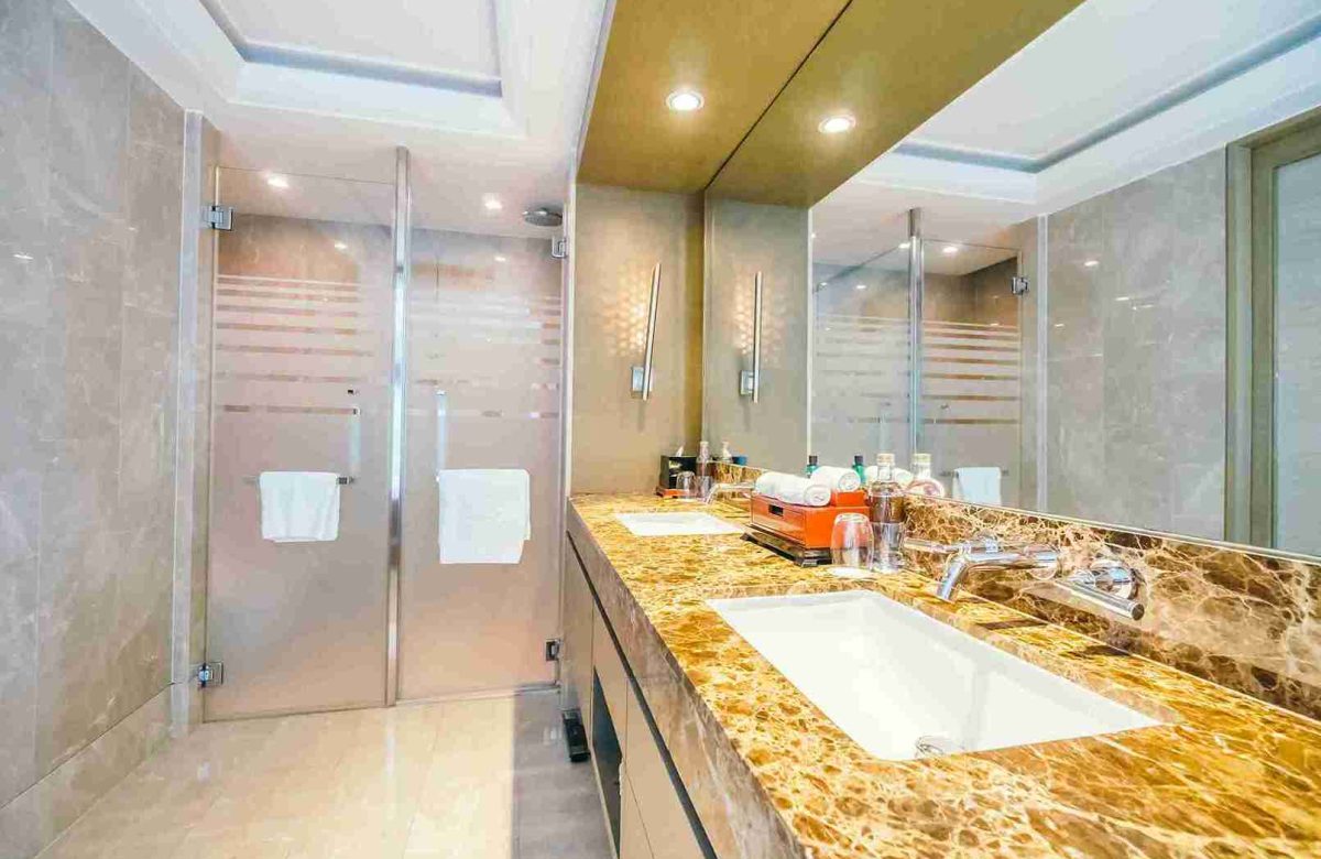 tidy bathroom with shiny tiles 11zon tidy bathroom with shiny tiles 11zon